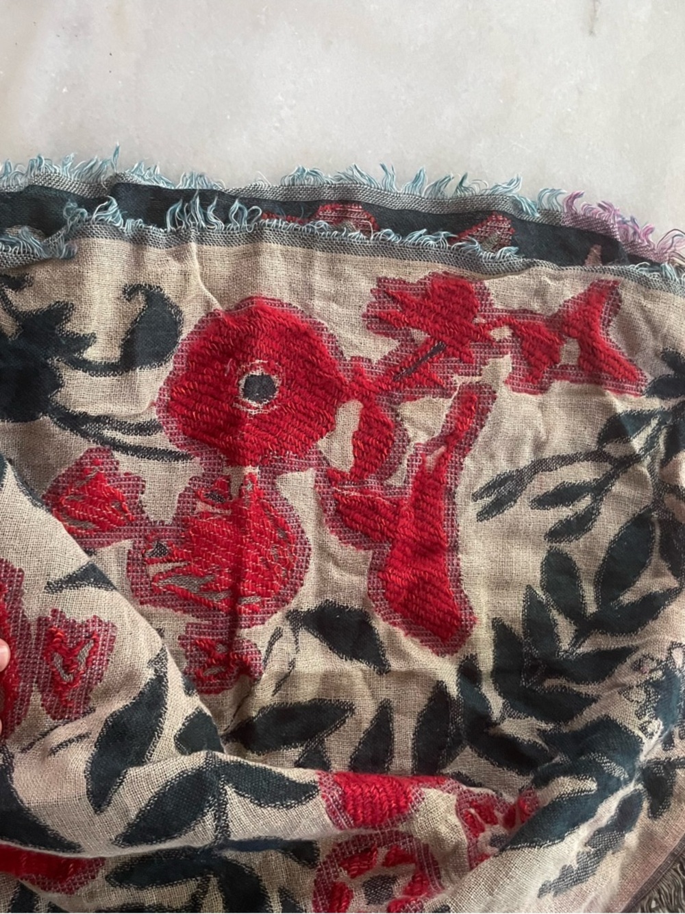 VisMaya Pink and Navy Floral Scarf - Picture 2 of 3